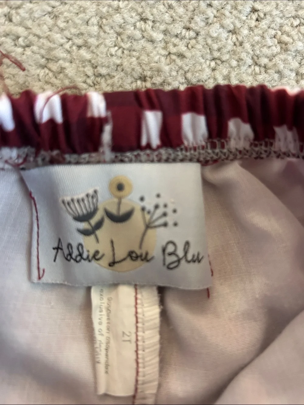 Boys Maroon Check & Bulldog Patch Swimsuit